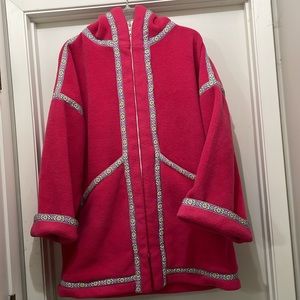 Fleece anorak. Size 2X. Pink with braid trim.